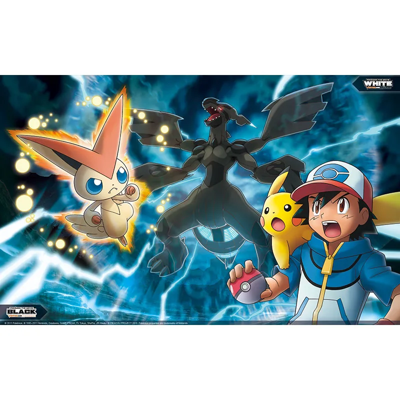 

Bandai Pokemon Card Playmat Mat TCG Board Game Mousepad Customized Reshiram Pikcahu Ash Ketchum Monster Aimals Toy