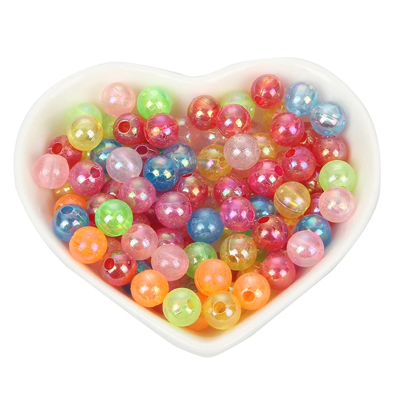 500 50 шт смешанные цвета прозрачные бусины красочные круглые акриловые для