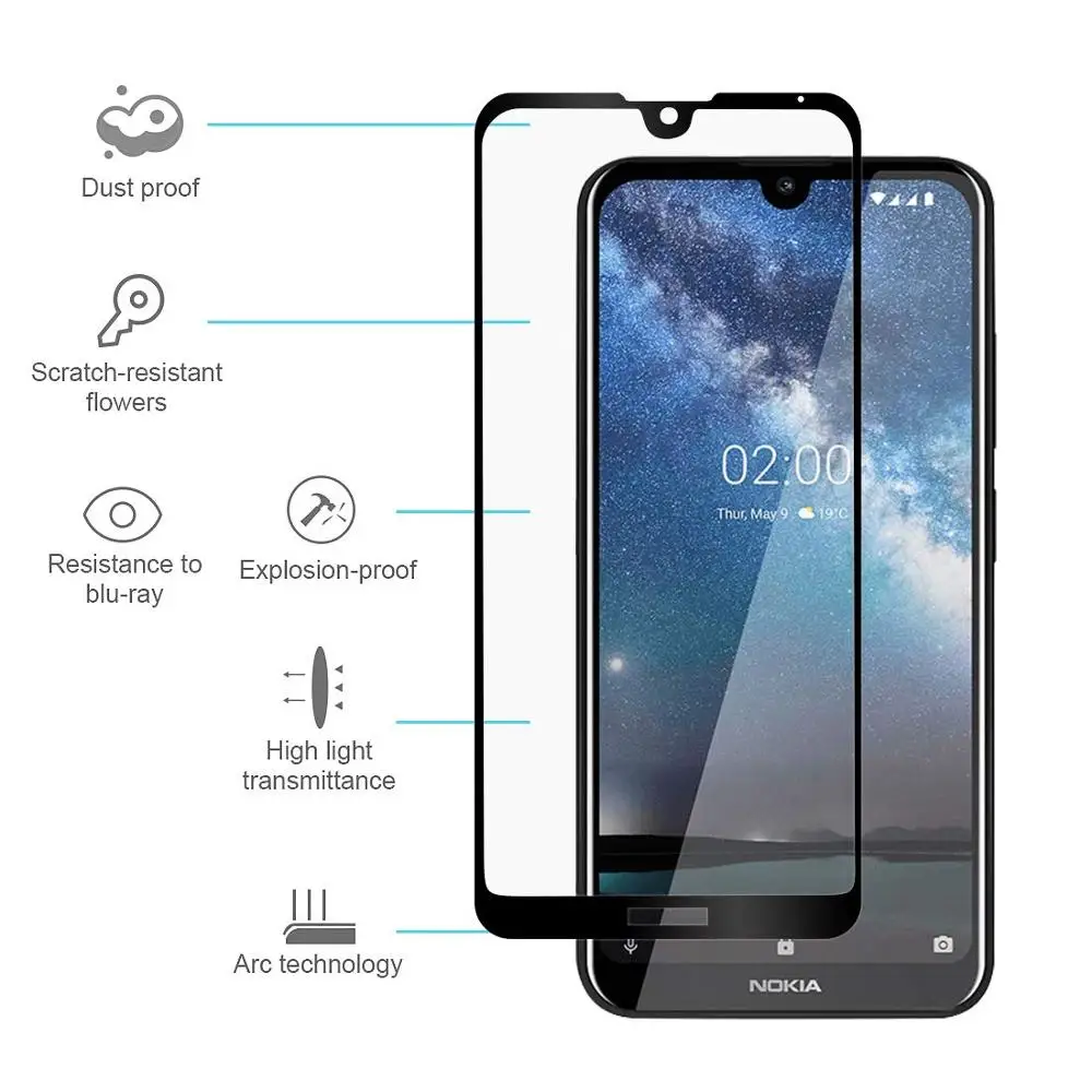 5D полное покрытие из закаленного стекла для Nokia 2 3 4 7 телефона Защита экрана 3V