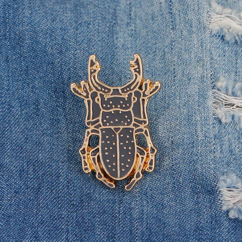 

Punk Cool Longhorn Beetle Enamel Pin Custom Brooches for Bag Clothes Lapel Pin Badge For Kids