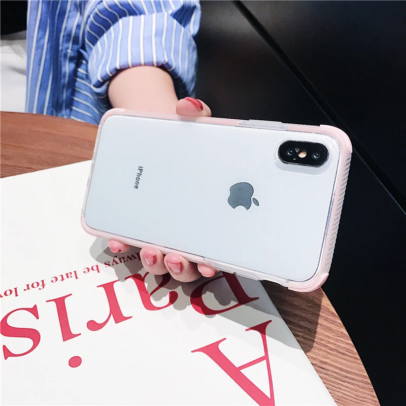 Двухслойный противоударный Прозрачный чехол для iphone SE 2020 X XS 11 Pro MAX XR 7 8 Plus 6s 6 5