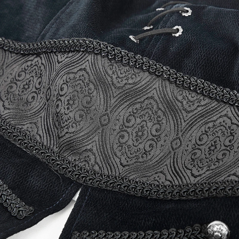 

PUNK RAVE Gothic Blue Tuxode Men Gorgeous Long Vest Tank Swallow Tail Sleeveless Velveteen Tops Tees Jacquard Outwear Clothing