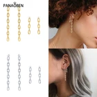 Женские серьги-гвоздики из серебра 925 пробы с цепочкой