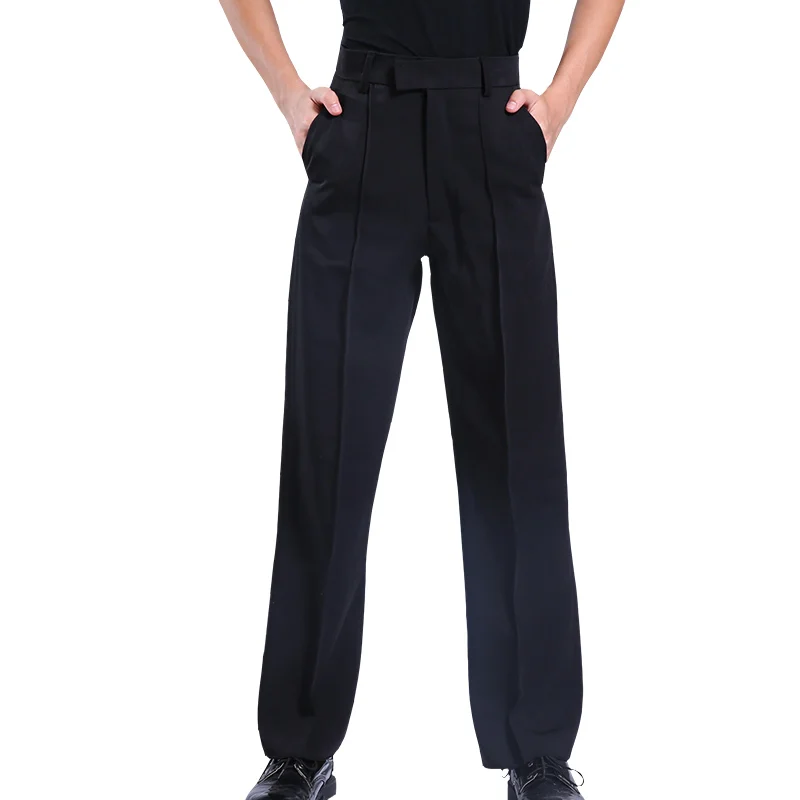 Boys Men Black Latin Pants Modern Ballroom Performance Latin Dance Pants