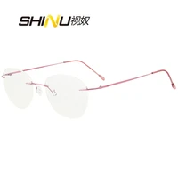 shinu ultralight titanium screwless eyewear rx glasses frame women eyeglasses anti blue light mr 8 lens rimless frame women 022