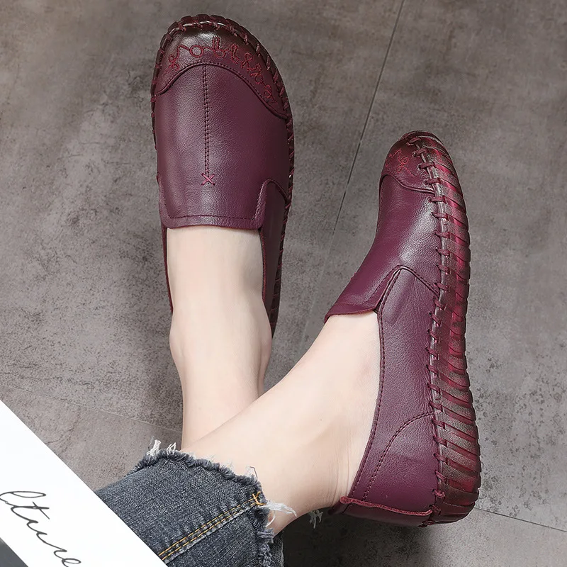 Genuine Cow Leather Spring Shoes For Women Slip-on Designer High Quality Female Casual Loafers Shoe Oxford Flats Women Moccasins