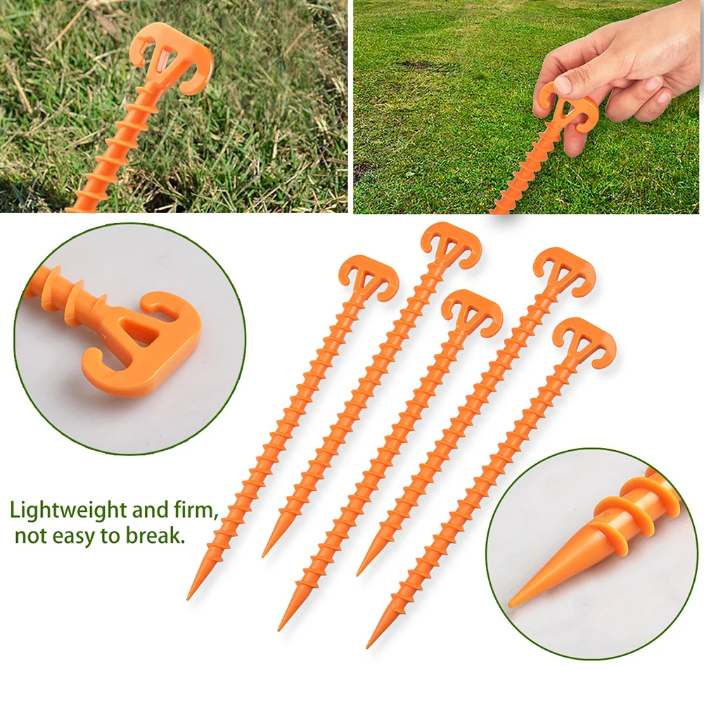 

5pcs Lightweight Outdoor Tent Nails Canopy Tarp Windproof Ground Screw Pegs Climbing ABS Plastic Nails Tent Accessories