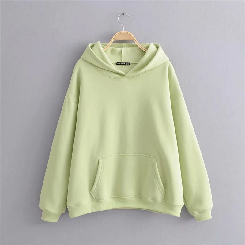 

Fall Women's Solid Color Hoodie Long Sleeve Pocket Oversized Pullover Ladies Sports Top Street Wear Suitable For Casual Sports