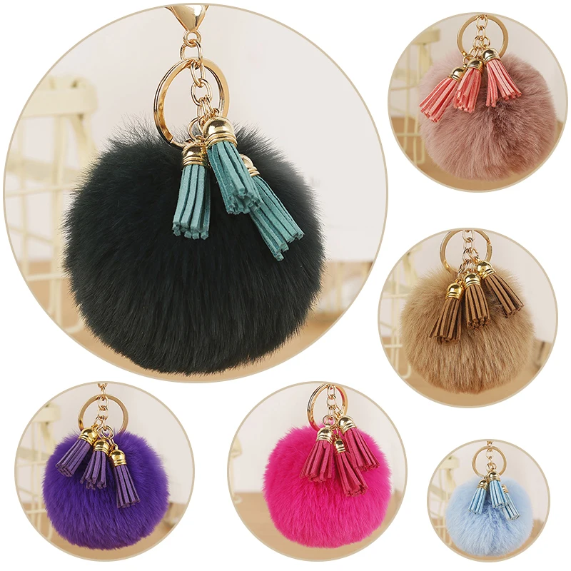 Корейский модный брелок с меховым помпоном для женщин Подвеска искусственным