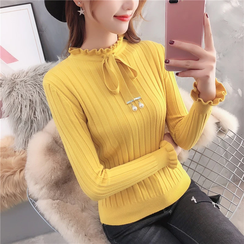 Lucyever Fashion Black Turtleneck Sweater Women Solid Color Elastic Knitted Sweaters Woman 2020 Casual Simple Pullover Ladies | Женская