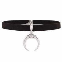 black velvet ribbon moon choker necklace gothic handmade pendant new fashion jewelry party birthday gift for women girl