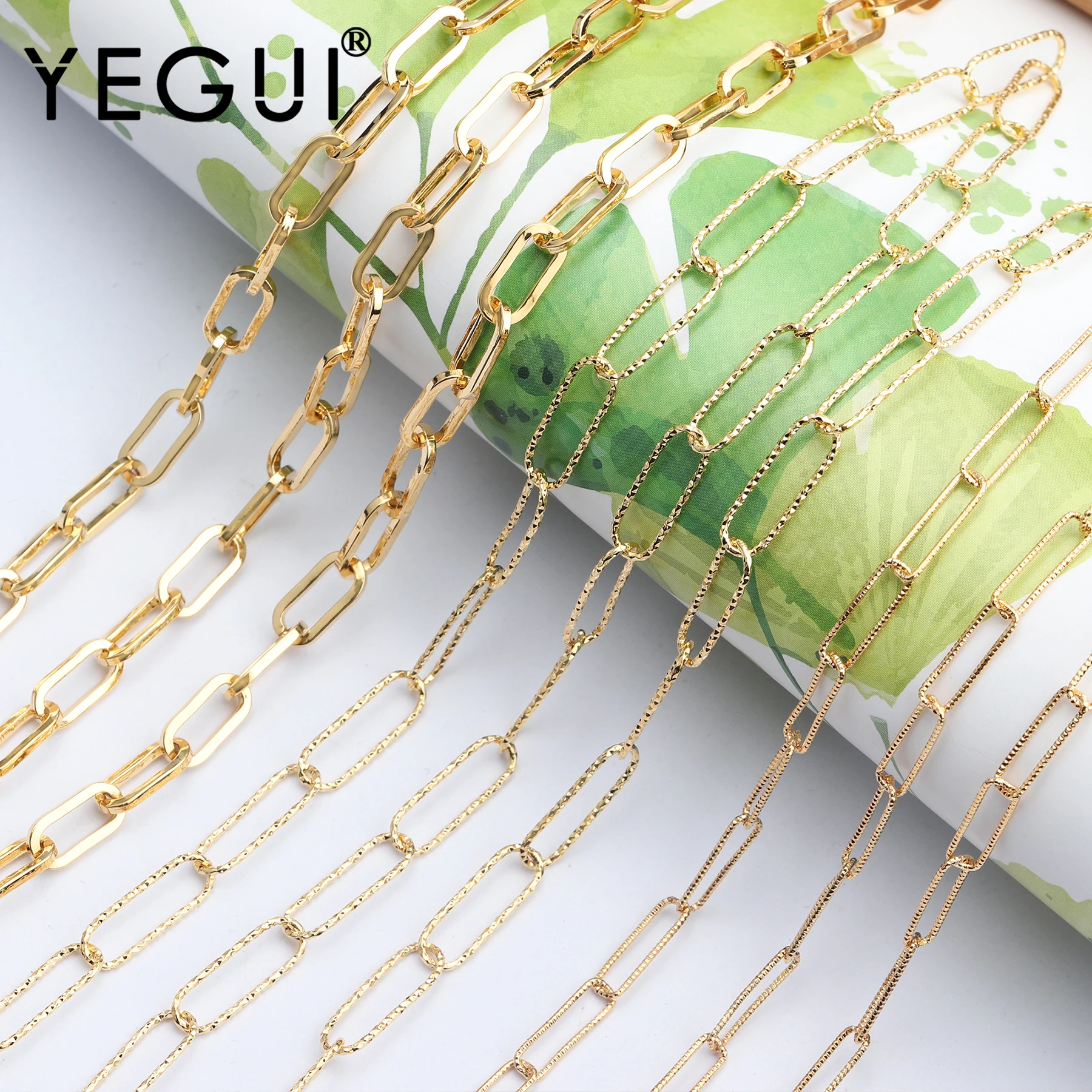 

YEGUI C73,diy chain,18k gold plated,0.3 microns,jewelry accessories,copper metal,diy chain necklace,jewelry making,1m/lot