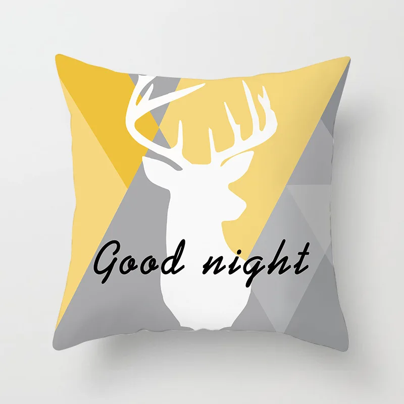 

2021 Nordic simple yellow geometric moose pillowcase home sofa back cushion cover home bedding decoration