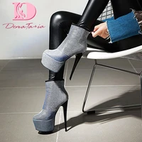doratasia fashion new female thin high heels pointed toe boots platform zip solid ankle boots women sexy party shoes woman
