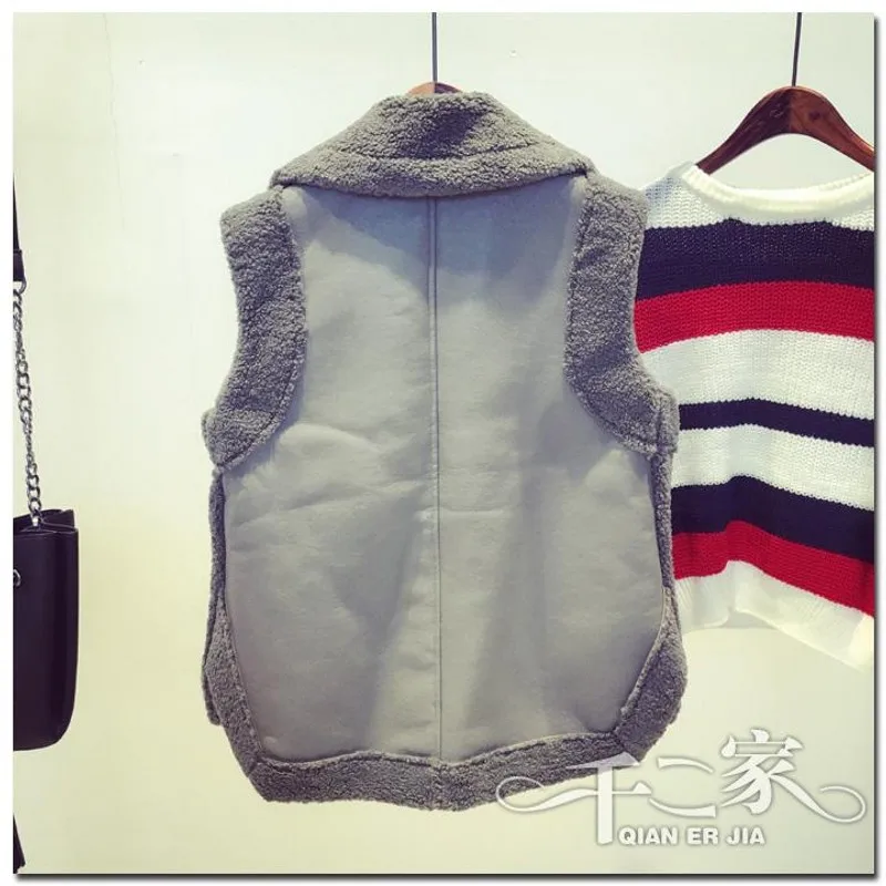 Меховой жилет из овечьей шерсти Женская замшевая верхняя одежда зимний женские