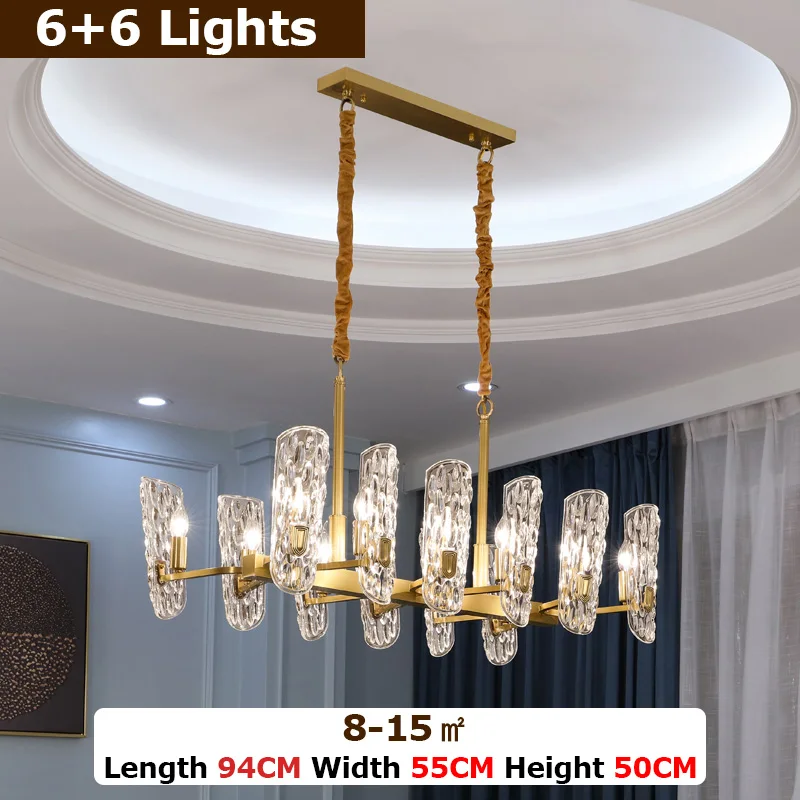 

Light Luxury Modern Crystal Chandelier European Style Living Room Lamp Atmosphere Restaurant Lighting Copper Lamp Villa Lamps