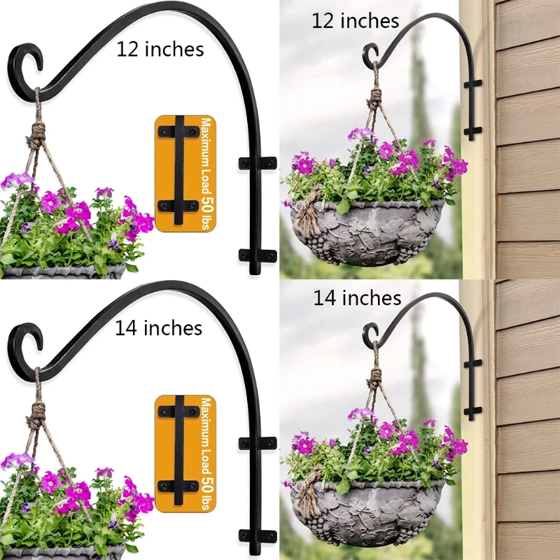 

Outdoor 12in/14in Wall Light Hook Bracket Decorative Wall Hanger for Wind Chimes Garden Hanging Basket Planter Lantern