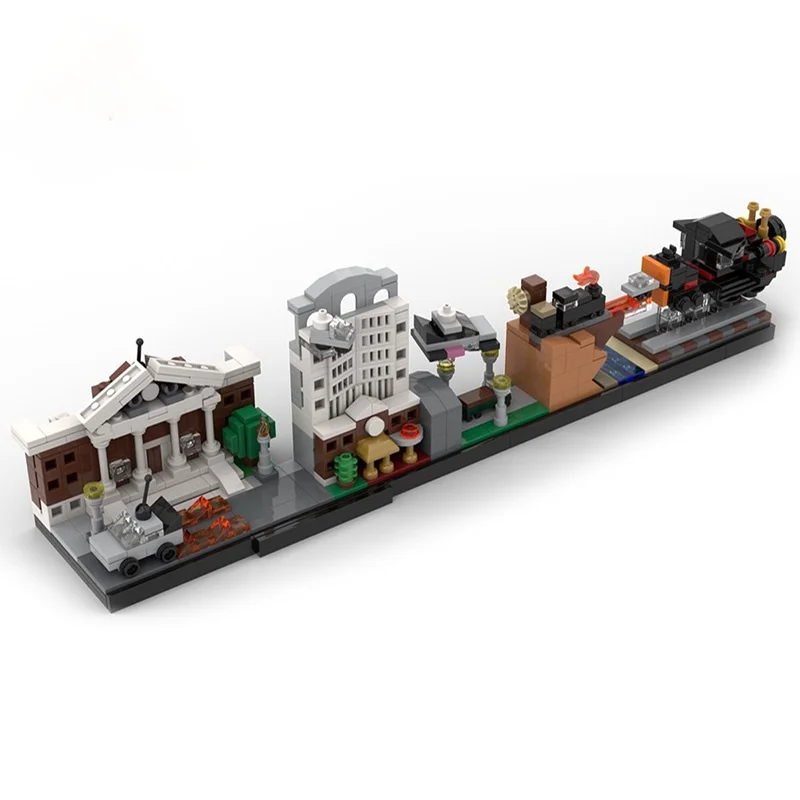 

Moc City Buildings Back to the Future Castle House MOC Movie Skyline Architecture Building Blocks Bricks City Toys For Kids