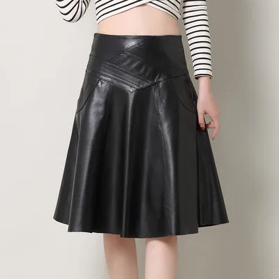 MESHARE New Fashion Real Sheep Leather Skirt O3