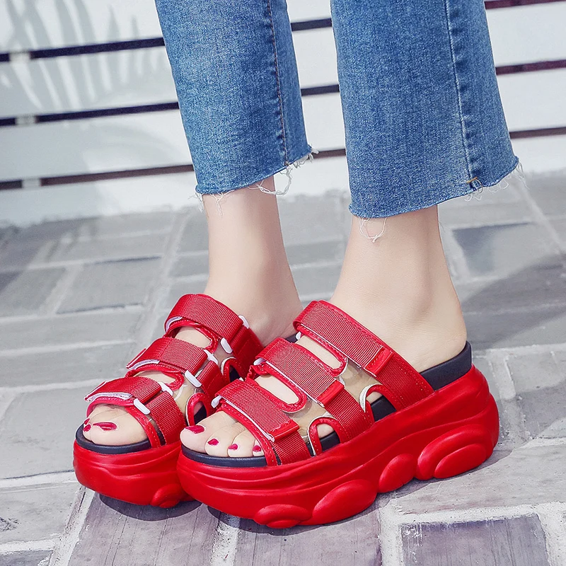 Танкетка женская на толстой подошве туфли платформе высотой 9 см/3 5 дюйма модная