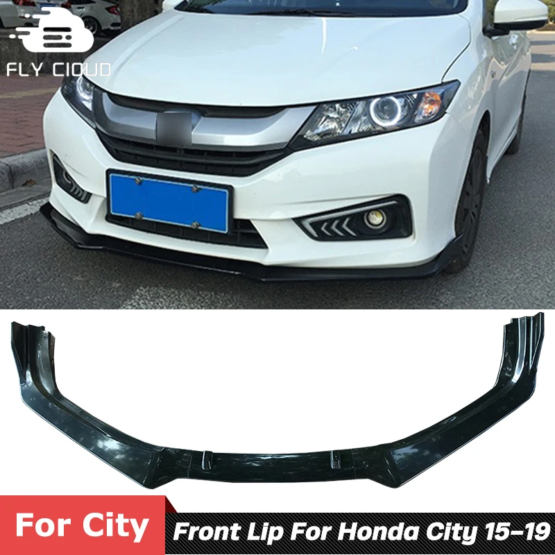 3 шт сплиттеры ABS Материал черный передний бампер подбородок губ для Honda City тюнинг