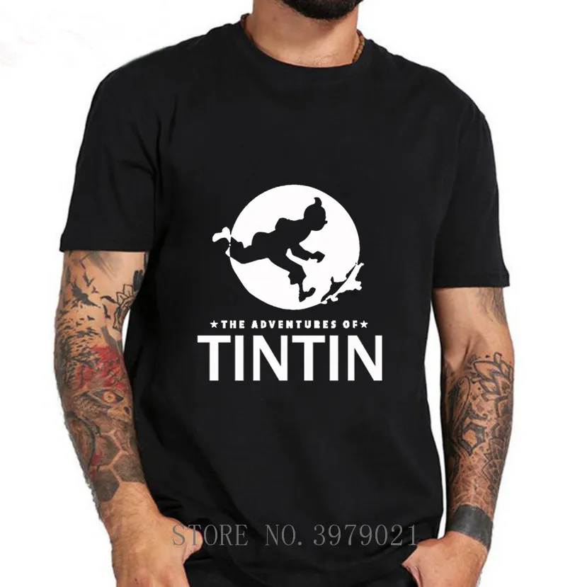 2019 футболки хлопок Для Мужчин Мультфильм Тинтин Приключения классический