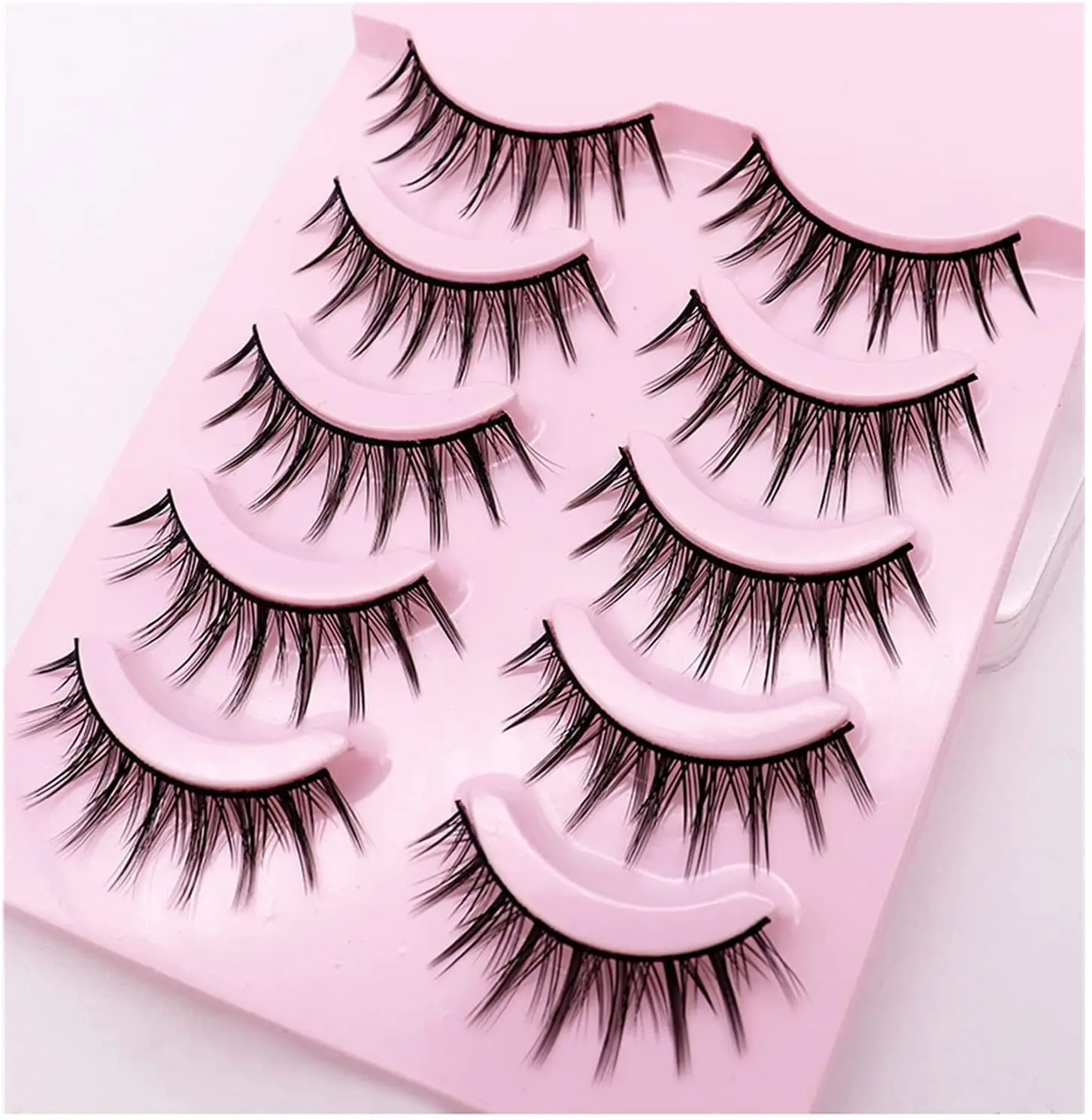 

Natural Long Makeup Cross Strip False Eyelashes Black Eye Lashes 5pair
