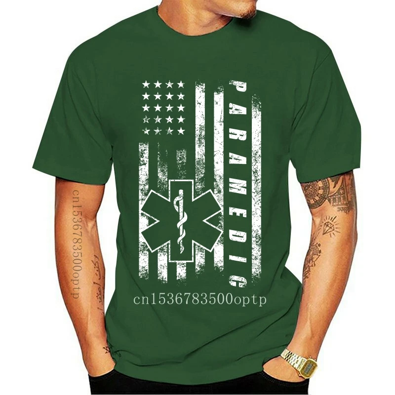 

New Paramedic Emergency Technician 2021 Men's Shirt American Flag Medical Service Cotton 2021 Unisex Funny Tops Tee Shirt