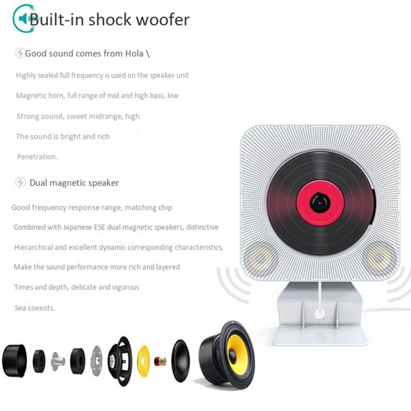 CD player wireless LED display Bluetooth MP3 sound TF card USB flash disk aux 3.5 learning machine desktop speaker FM | Электроника