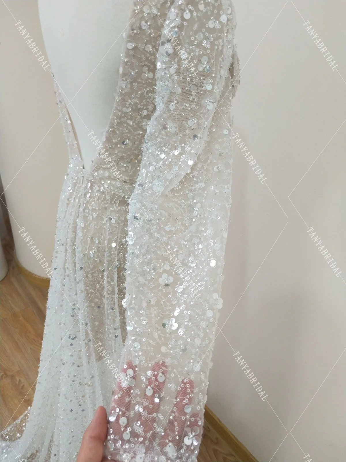 Блестящие Свадебные платья с блестками сексуальные иллюзионные длинным рукавом