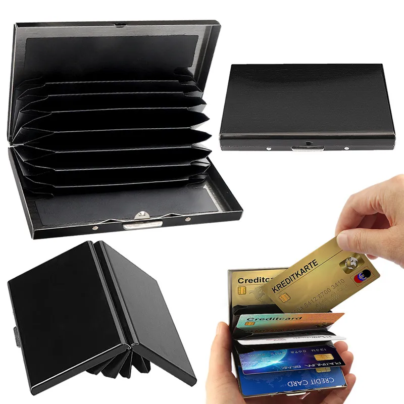 

Stainless Steel Card Box Credit ID Card Business Bag Storage Metal Clip Solid Color Business Gift