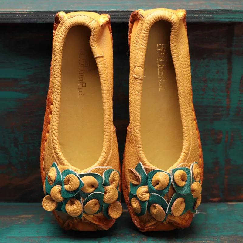 Новинка женская обувь размера плюс весенние Лоферы ручной работы из натуральной