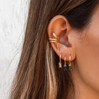 Висячие серьги-кольца WTLTC, 6 цветов, с фианитами, для женщин, миниатюрные Серьги Для Пирсинга Ушей, маленькие очаровательные серьги