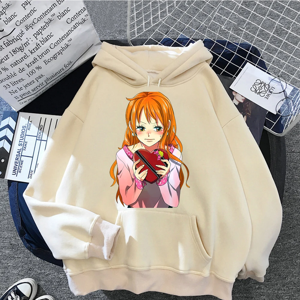 

Autumn Kawaii Lovely Hoodies Anime One Piece Hooded Sweatshirts Women Anime Clothes Cartoons Print Warm Cotton Pullovers Top Men