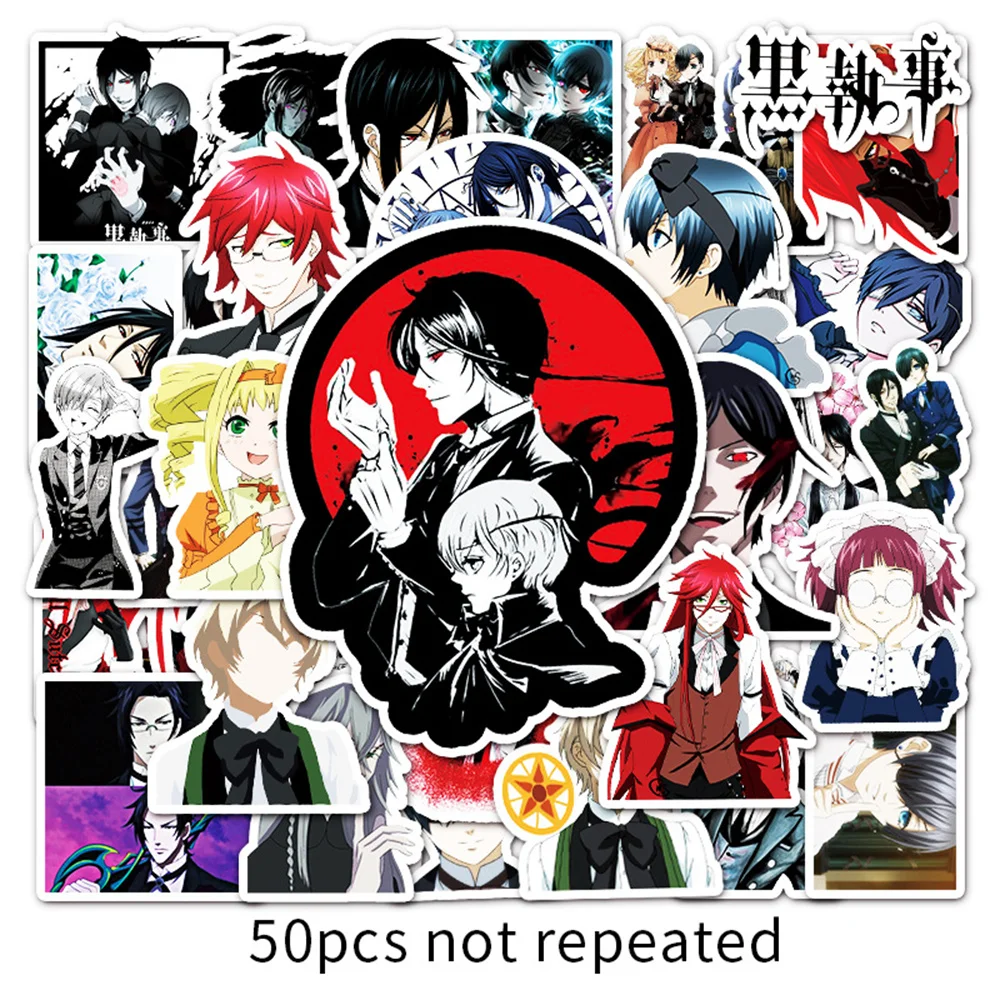 Pegatina de dibujos animados bidimensional para guitarra, decoraci&oacute;n de grafiti de Anime, decono negro, pegatina impermeable, novedad de 2021, venta al por mayor-3
