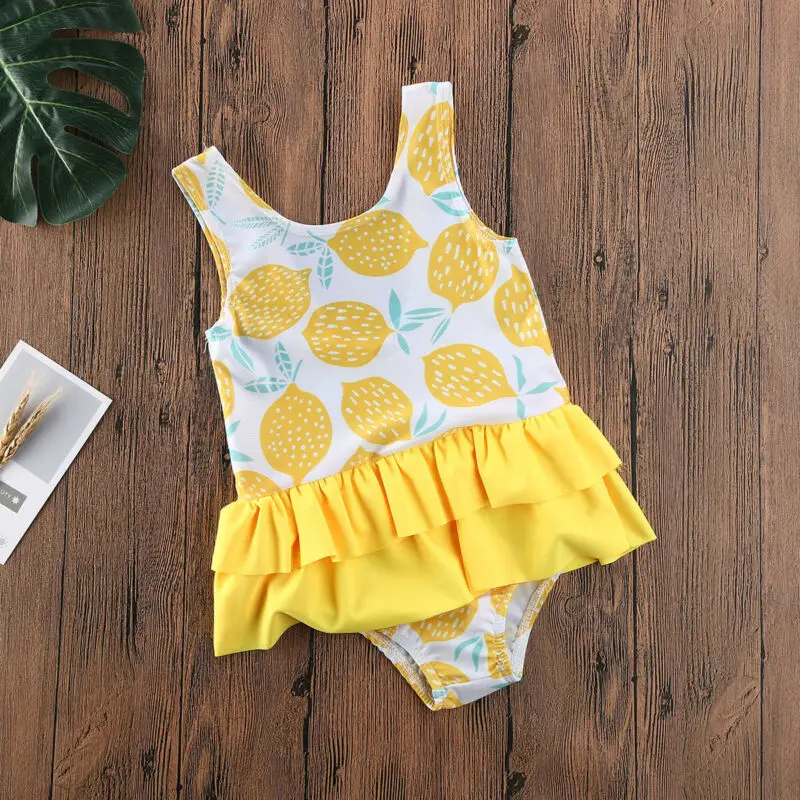 2020 модный трендовый милый купальник для маленьких девочек с лимонным узором