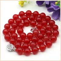 8 10mm round red jades chalcedony necklace natural stone rose clasp accessory beads neckwear women girls jewelry making design