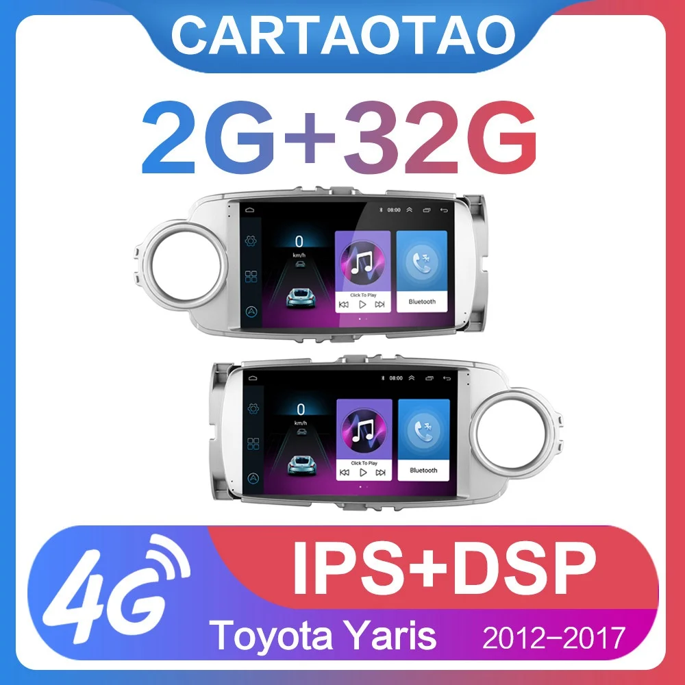 Автомобильный DVD плеер 2G + 32G 9 &quot2din Android 8 1 GO для Toyota Yaris 2012 2013 20014 2015 2016 2017