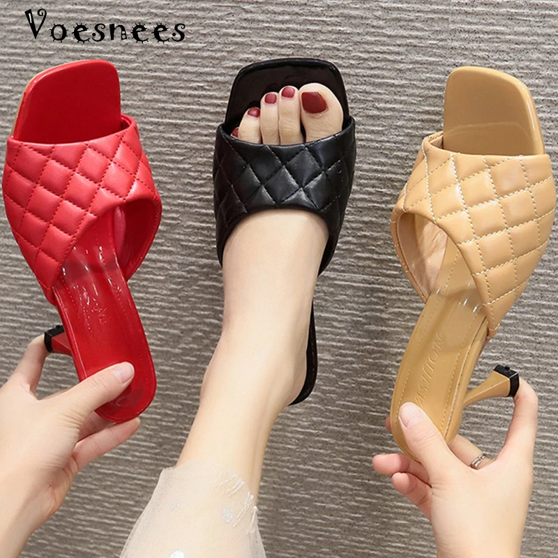 

Voesnees Women's Shoes 2020 Slipper Female PU Sandals Summer New Footwear 6.5cm High Heels Sexy Party Shoes For Women Stiletto