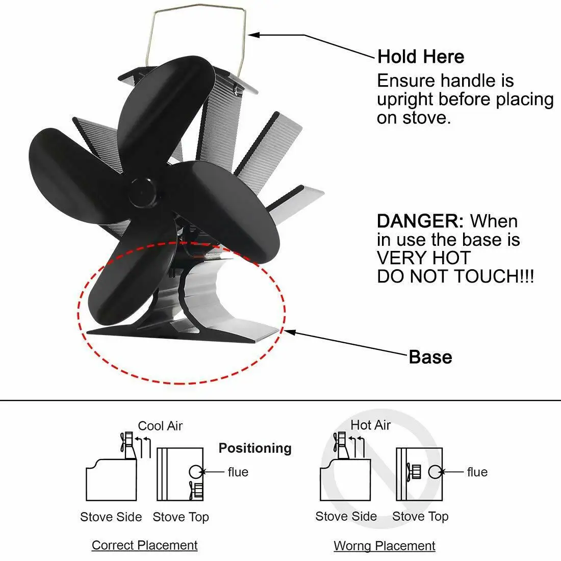 

Black Heat Powered Stove Fan Heat Distribution High Quality Hot Sale Newest
