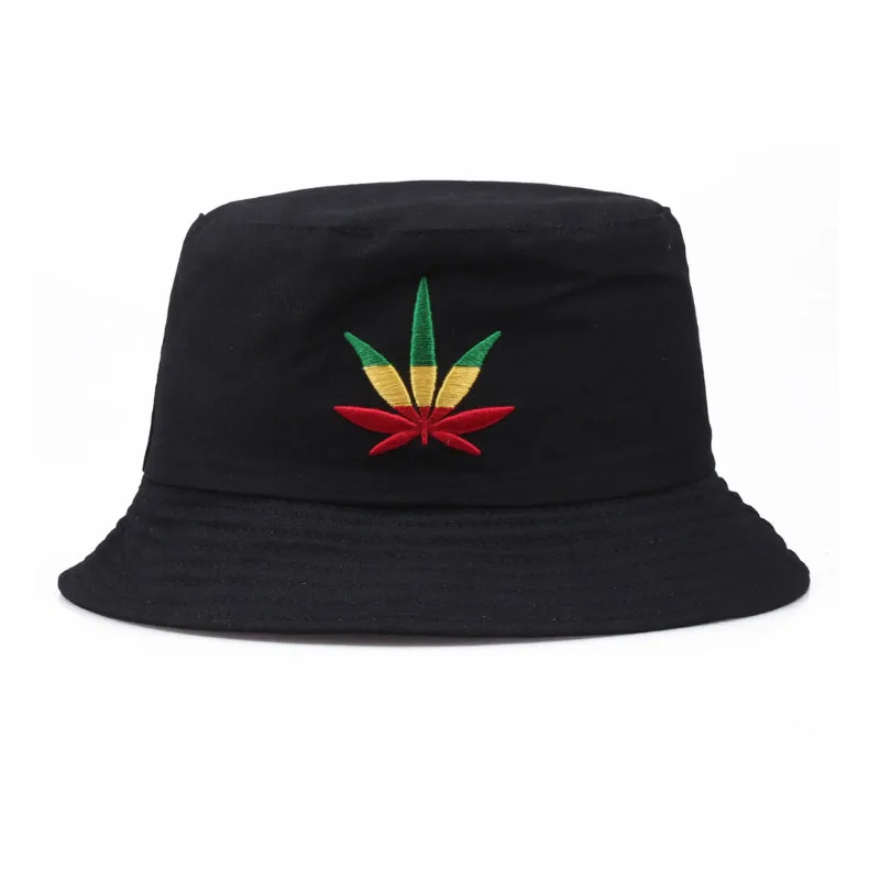 

Men Women Maple Leaf Bucket Hat Hip Hop Fisherman Panama Hats Embroidery Cotton Outdoor Summer Casual Swag Bob Sun Hat Cap