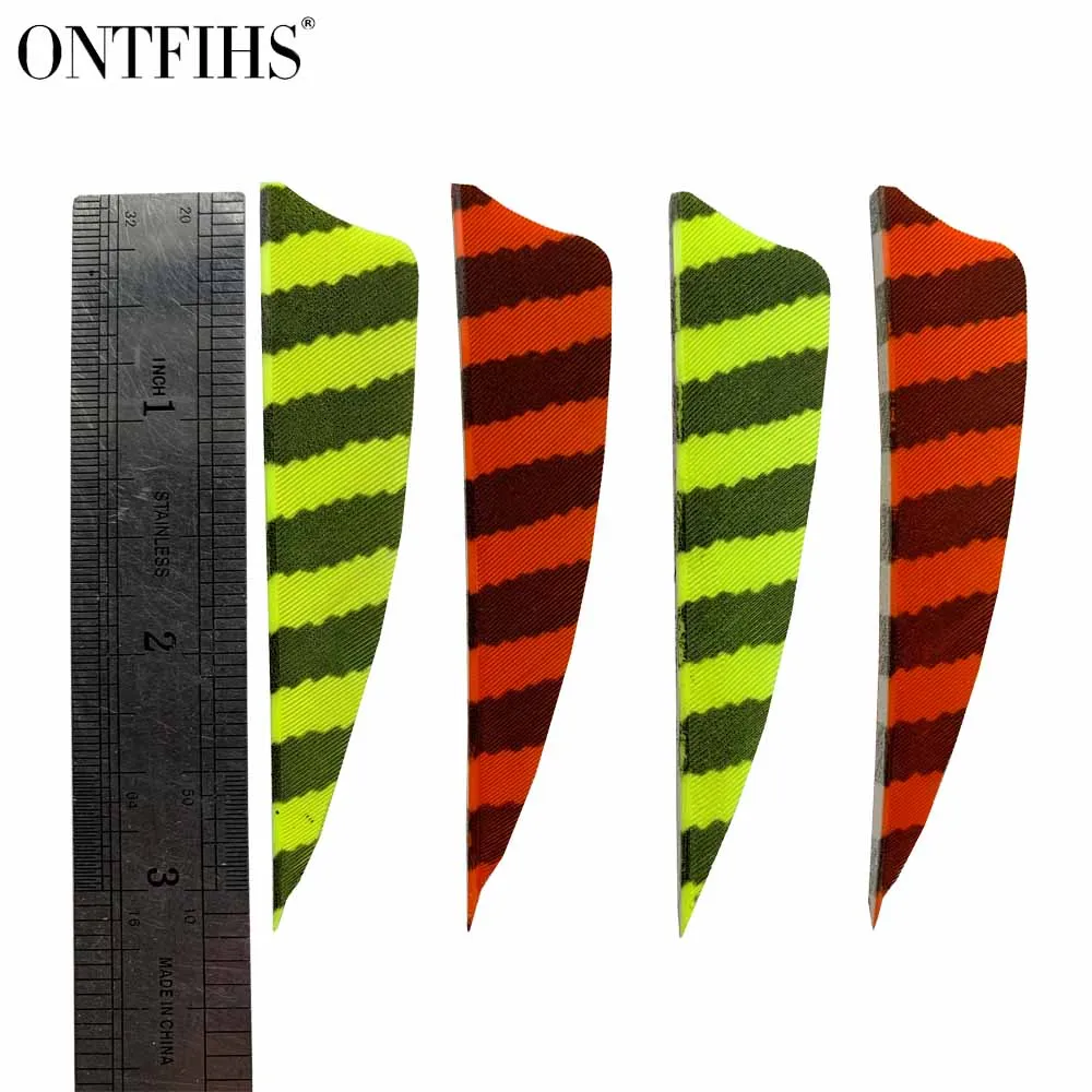 

50pcs ONTFIHS 3" Shield Cut Fletching Arrow Feathers Striped Turkey Feather Archery Hunting Arrow Accessories FT47