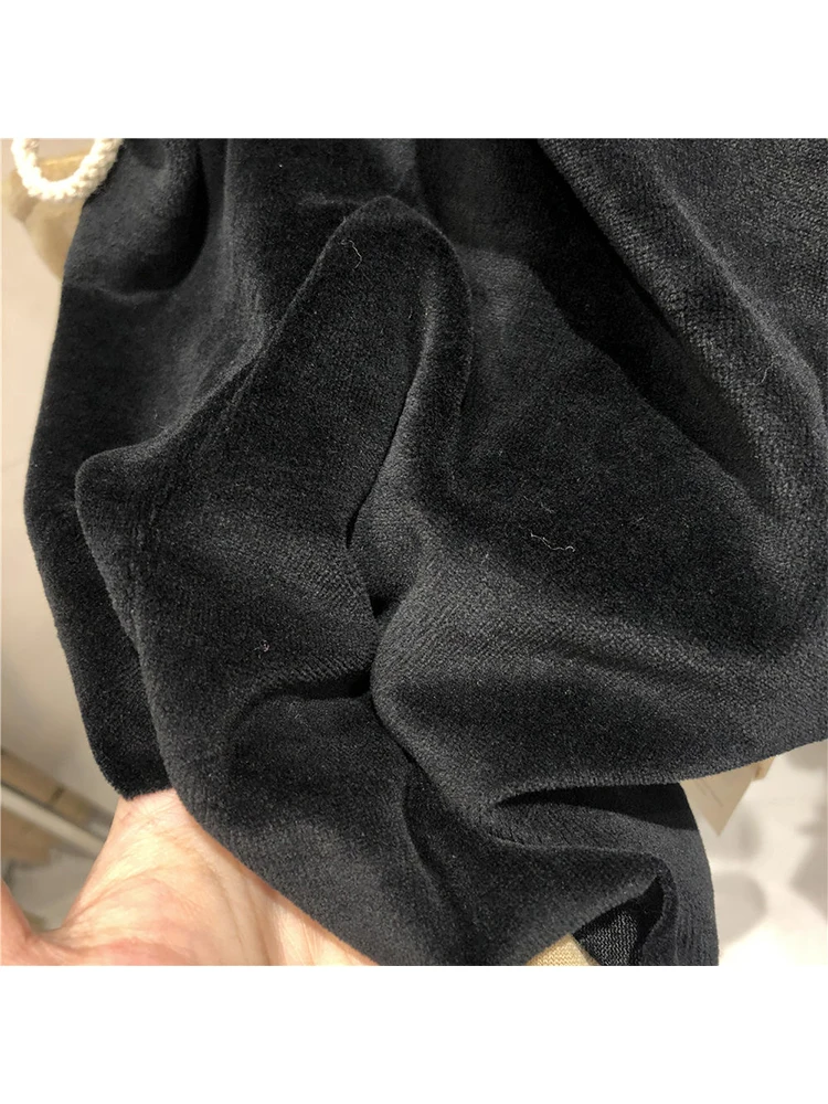 

Free Shipping Lace-up Leaky Shoulder Contrast Color Velvet Round Neck Pullover T-shirt Ladies Autumn New Style Irregular Top