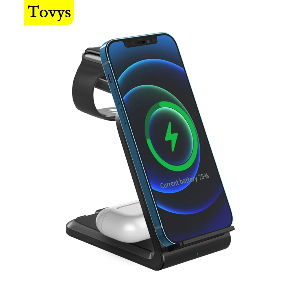 

Tovys Fast Wireless Charger For iPhones Charging Dock Stand Adapter iphone Airpods Pro iWatch Charger Station Wireless Chargers