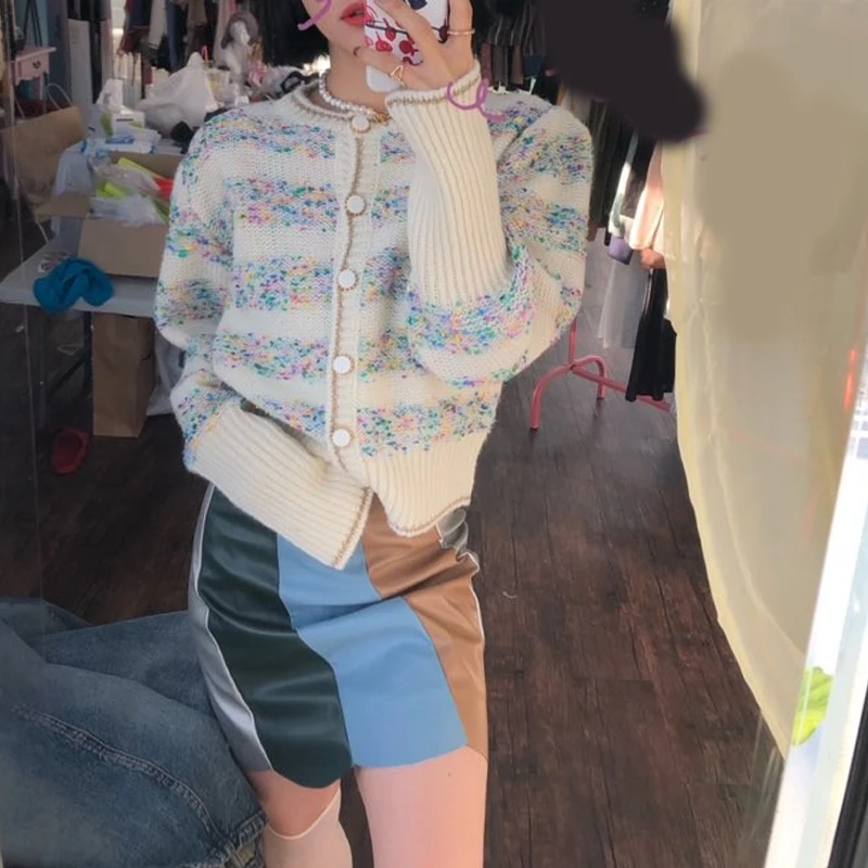 RealShe женский кардиган 2020 круглый вырез длинный рукав пуговицы в полоску женские