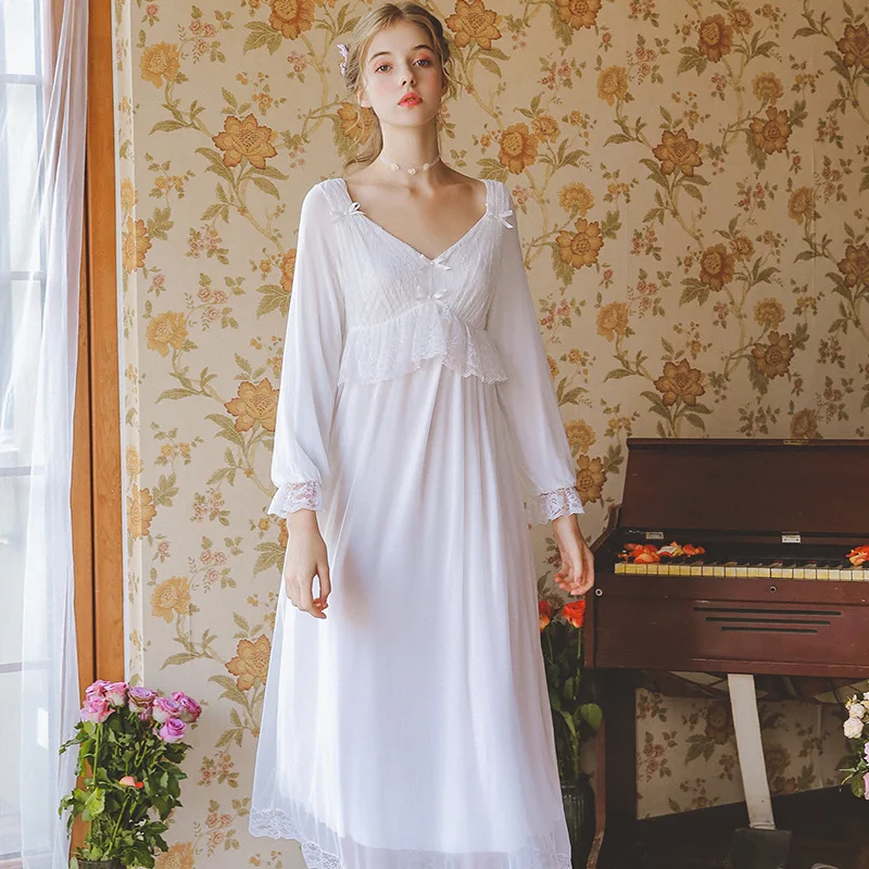 Новинка 2019 ночная рубашка в дворцовом стиле для женщин большие размеры длинная