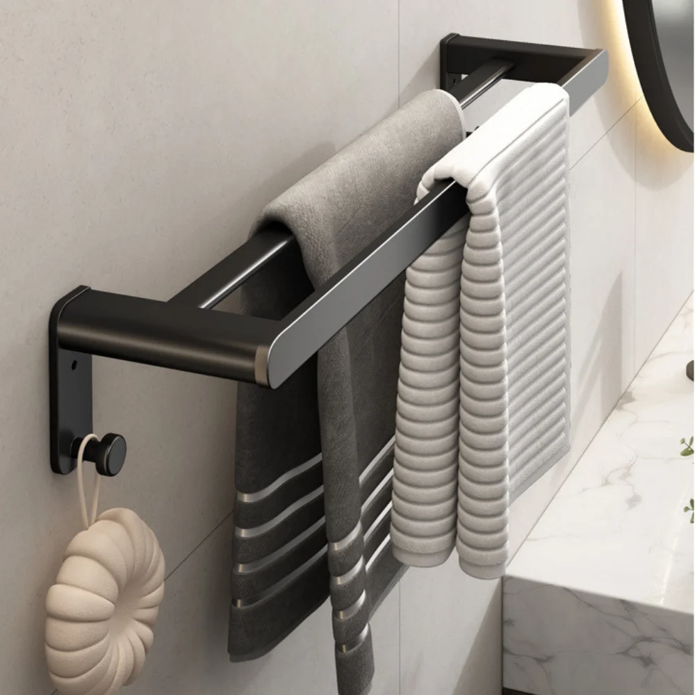 50cm bathroom towel rack punch free towel holder shower rack bathroom storage shelf toilet towel rod home organizer accessories free global shipping