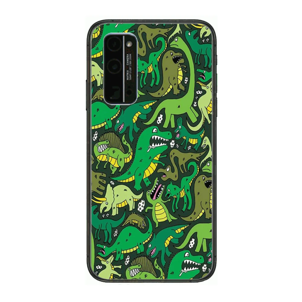 

Dinosaur Shockproof Phone Case Hull For Huawei Honor 8 9 10 20 30 A S Lite Pro 5g i Black Back Soft Cell Cover Pretty