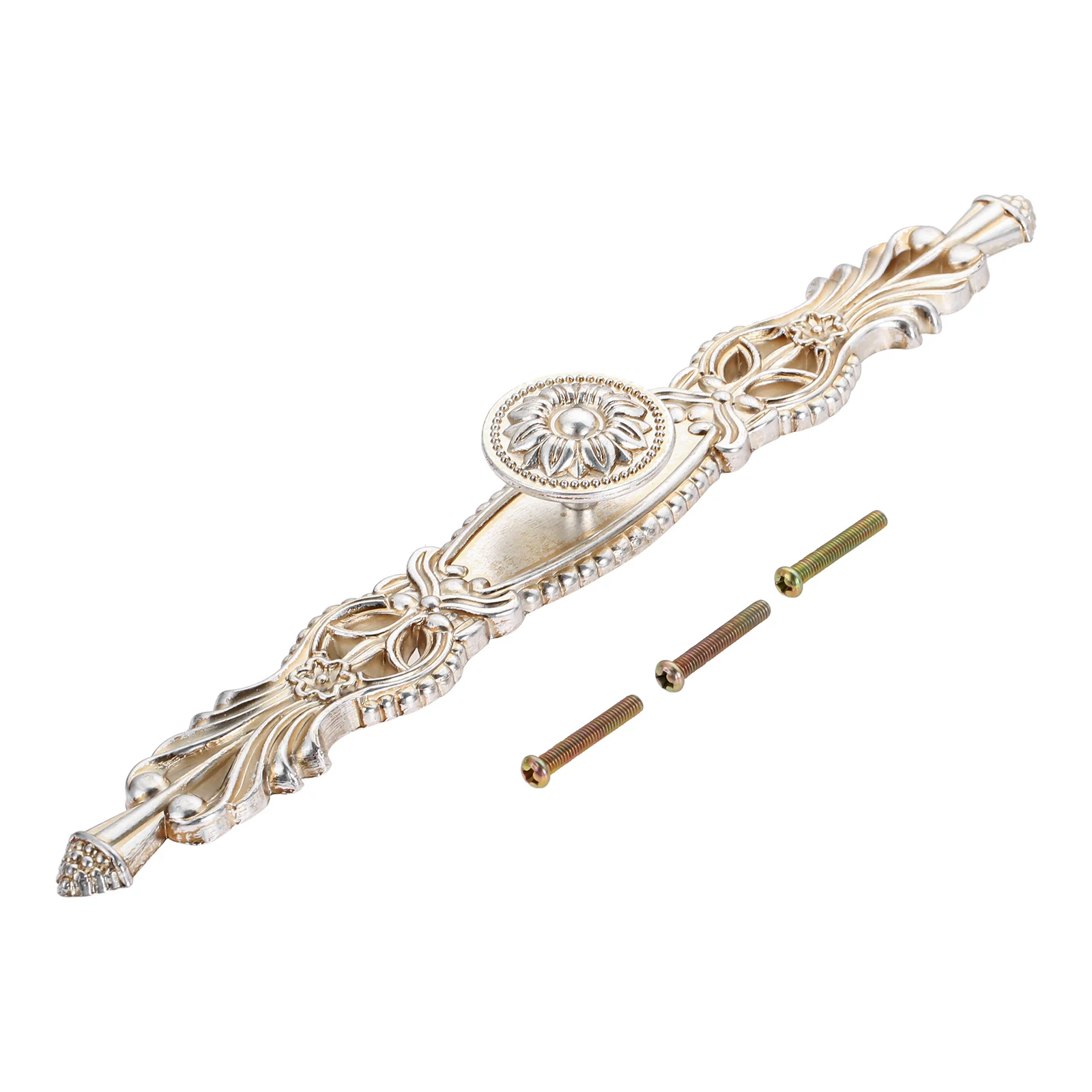 

1 шт. винтажная ручка античное серебро/черная круглая ручка W/винт Цветочная ветка Декор корт Европейский изысканный 96/160 мм