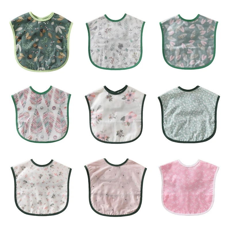 

066B Baby Infants Soft Cotton Saliva Towel Waterproof Printing Burp Cloth Feeding Bib